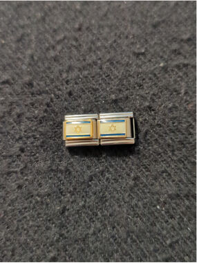 Vintage D'linQ White Blue Israel Flag 9mm Italian Charm Bracelet Charms